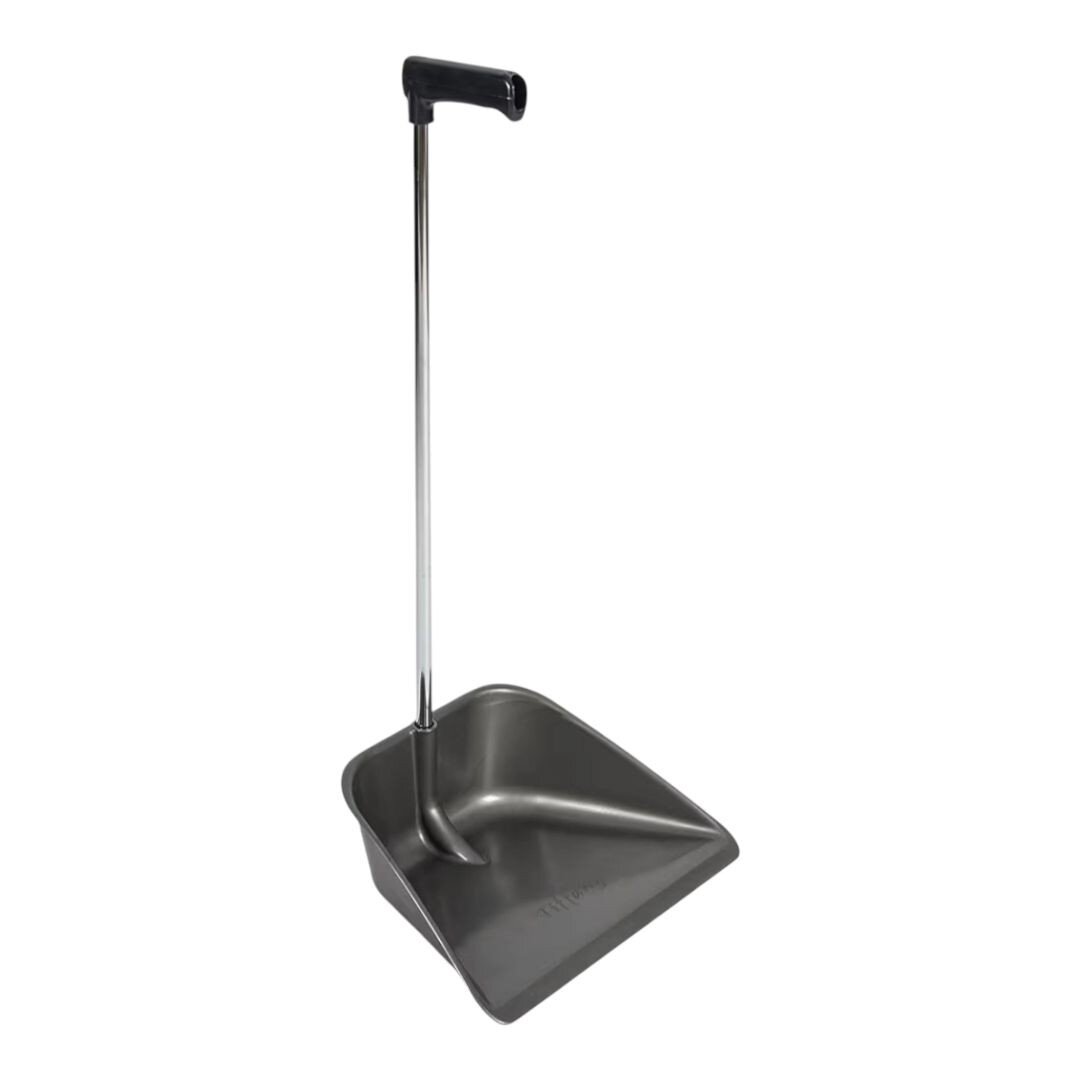RECOGEDOR DE PLASTICO CON MANGO DE ACERO PRO