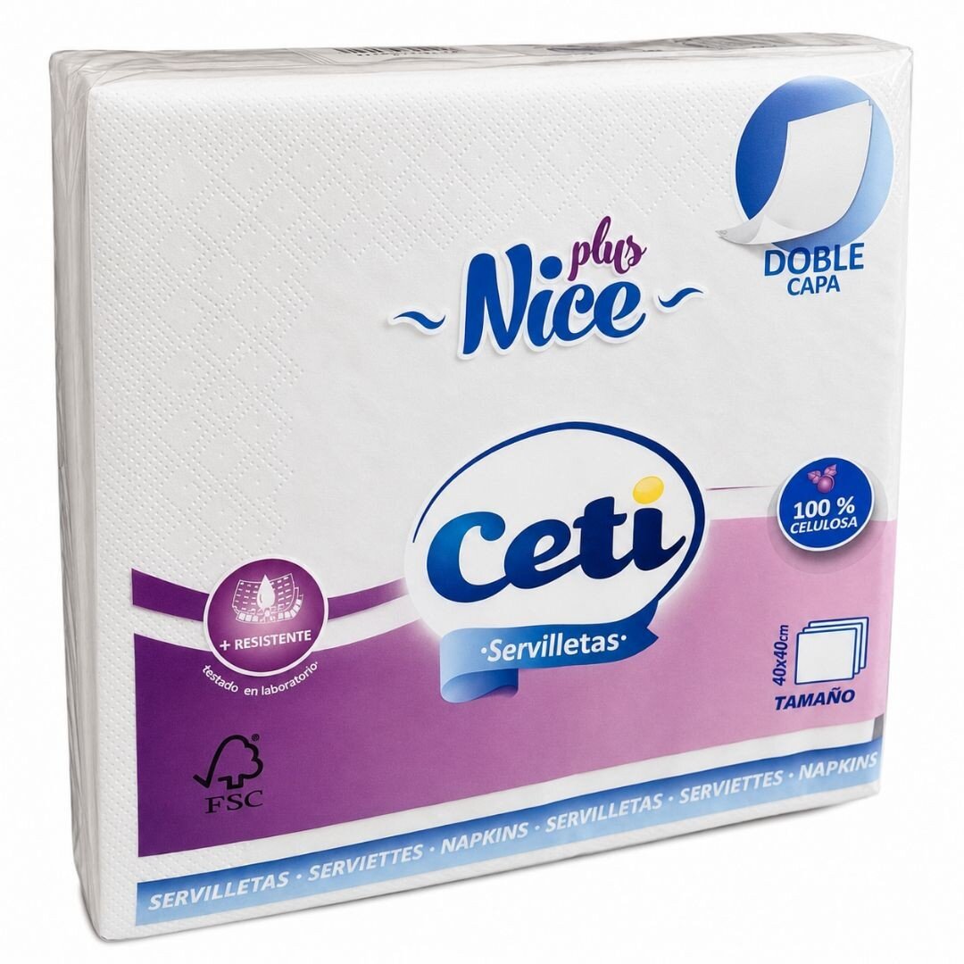 SERVILLETAS DE PAPEL BLANCA LISA 40X40 P/100 UDS