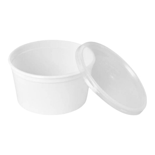 La tarrina de polipropileno redonda blanca con tapa es una solución versátil y práctica para el almacenamiento y presentación de alimentos